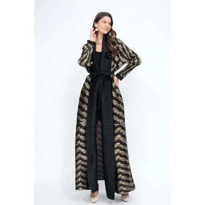 2025 Luxury Dubai Abaya: KAF Pleated Women’s Trench Coat, Vintage Printed Cardigan Design, Plus Size Long Dress for Elegant Females