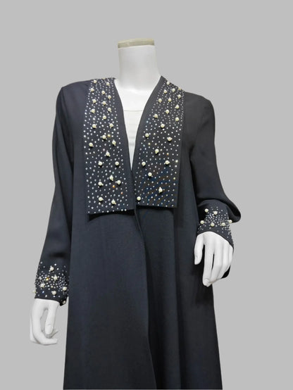 Eid Luxury Dubai Abaya for Women – Pearls & Diamonds Dress, Turkey Kaftan Robe, Islamic Jalabiya"