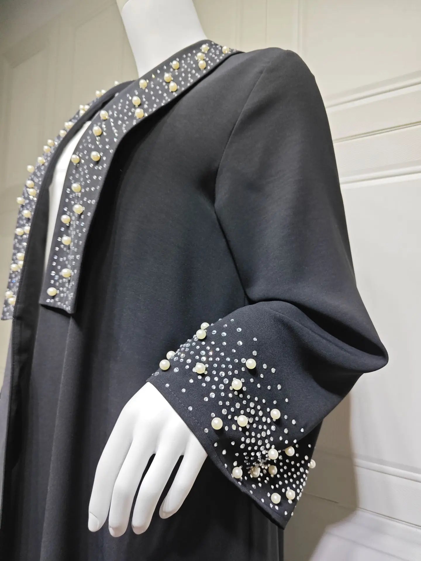 Eid Luxury Dubai Abaya for Women – Pearls & Diamonds Dress, Turkey Kaftan Robe, Islamic Jalabiya"