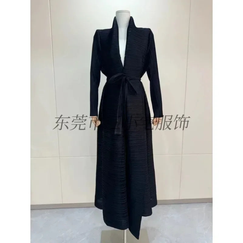 2025 Luxury Dubai Abaya: KAF Pleated Women’s Trench Coat, Vintage Printed Cardigan Design, Plus Size Long Dress for Elegant Females